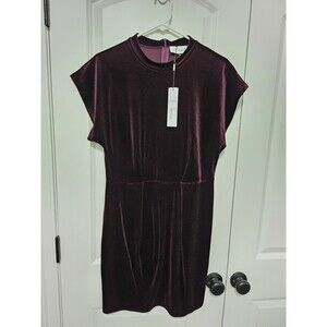 Closet London Velvet Mock Neck Kimono Pencil Winter Burgundy Dress Size 10